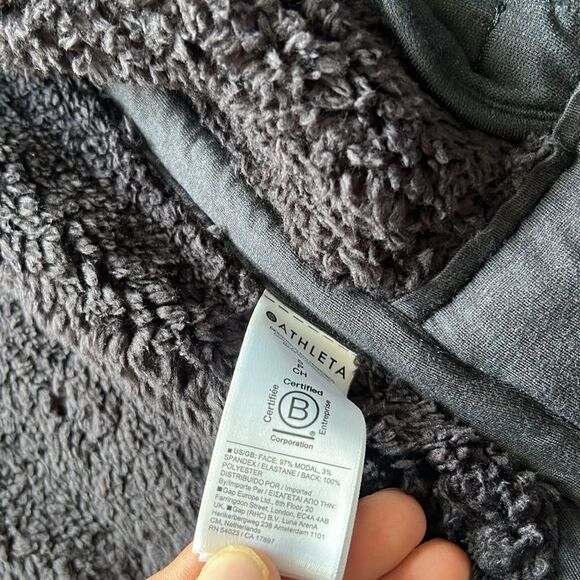 EUC ATHLETA Jacket Womens Small Westbound Sherpa Lined Black super soft and warm - Picture 8 of 11